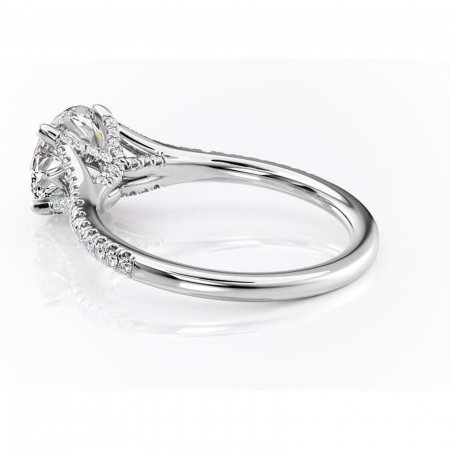 Inel de logodnă Skye din aur Alb 14kt cu moissanite tăietură rotundă – Montură pavé rafinată pentru profil înalt | Personalizează și configurează gratuit online [4]