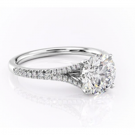 Accent - Inel de logodnă Skye din aur Alb 14kt cu moissanite tăietură rotundă – Montură pavé rafinată pentru profil înalt | Personalizează și configurează gratuit online