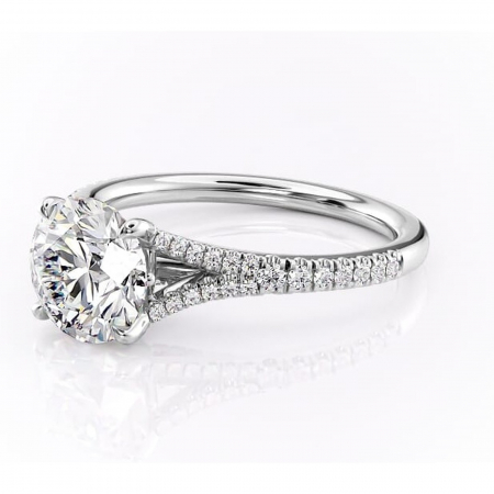 Inel de logodnă Skye din aur Alb 14kt cu moissanite tăietură rotundă – Montură pavé rafinată pentru profil înalt | Personalizează și configurează gratuit online [6]