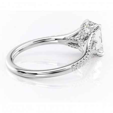 Inel de logodnă Skye din aur Alb 14kt cu moissanite tăietură smarald – Montură pavé rafinată pentru profil înalt | Personalizează și configurează gratuit online [2]