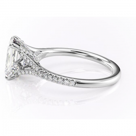 Inel de logodnă Skye din aur Alb 14kt cu moissanite tăietură smarald – Montură pavé rafinată pentru profil înalt | Personalizează și configurează gratuit online [5]