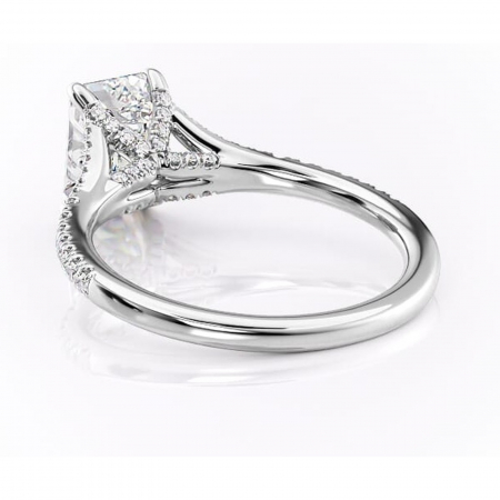 Inel de logodnă Skye din aur Alb 14kt cu moissanite tăietură smarald – Montură pavé rafinată pentru profil înalt | Personalizează și configurează gratuit online [3]