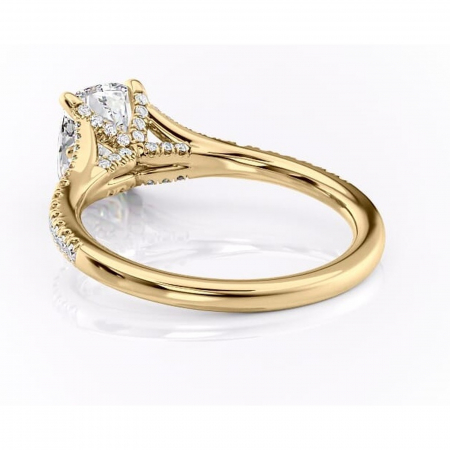 Inel de logodnă Skye din aur Galben 14kt cu moissanite tăietură asscher – Montură pavé rafinată pentru profil înalt | Personalizează și configurează gratuit online [3]