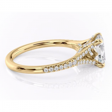 Inel de logodnă Skye din aur Galben 14kt cu moissanite tăietură asscher – Montură pavé rafinată pentru profil înalt | Personalizează și configurează gratuit online [1]