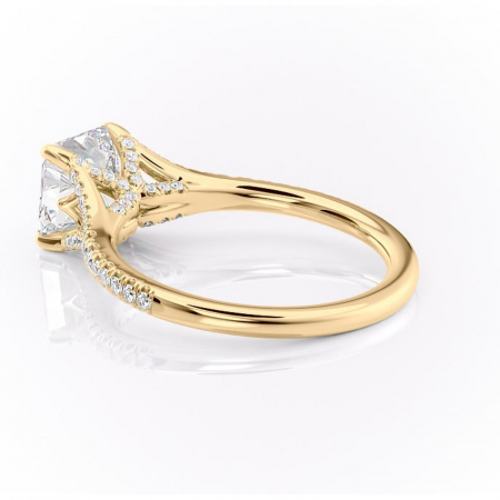 Inel de logodnă Skye din aur Galben 14kt cu moissanite tăietură asscher – Montură pavé rafinată pentru profil înalt | Personalizează și configurează gratuit online [4]