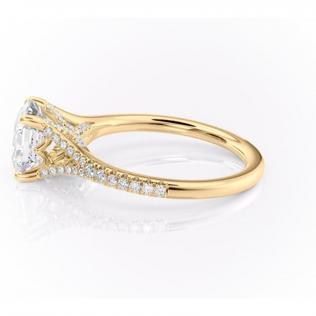 Inel de logodnă Skye din aur Galben 14kt cu moissanite tăietură asscher – Montură pavé rafinată pentru profil înalt | Personalizează și configurează gratuit online [5]
