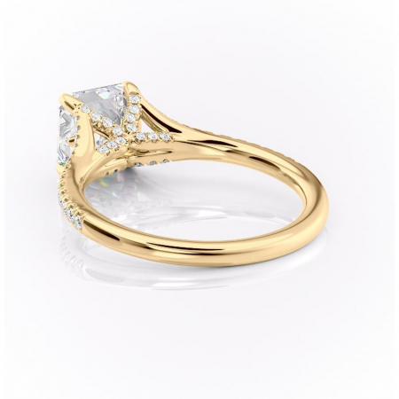 Inel de logodnă Skye din aur Galben 14kt cu moissanite tăietură asscher – Montură pavé rafinată pentru profil înalt | Personalizează și configurează gratuit online [3]