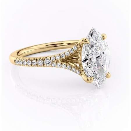 Aur galben - Inel de logodnă Skye din aur Galben 18kt cu moissanite tăietură marquise – Montură pavé rafinată pentru profil înalt | Personalizează și configurează gratuit online