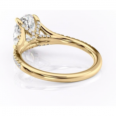 Inel de logodnă Skye din aur Galben 14kt cu moissanite tăietură ovală – Montură pavé rafinată pentru profil înalt | Personalizează și configurează gratuit online [3]