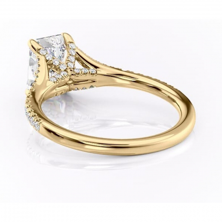 Inel de logodnă Skye din aur Galben 18kt cu moissanite tăietură radiantă – Montură pavé rafinată pentru profil înalt | Personalizează și configurează gratuit online [3]