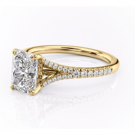Inel de logodnă Skye din aur Galben 18kt cu moissanite tăietură radiantă – Montură pavé rafinată pentru profil înalt | Personalizează și configurează gratuit online [6]
