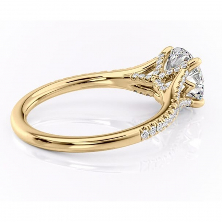 Inel de logodnă Skye din aur Galben 14kt cu moissanite tăietură rotundă – Montură pavé rafinată pentru profil înalt | Personalizează și configurează gratuit online [2]