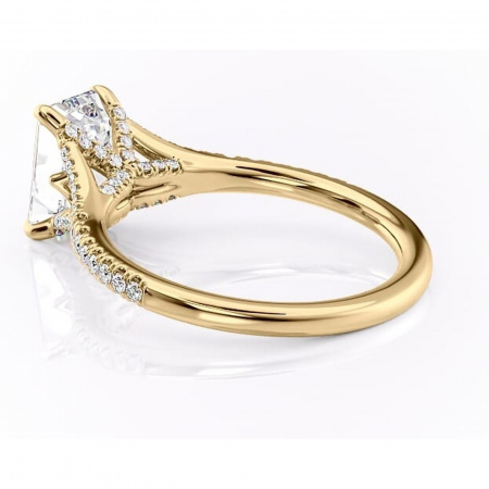 Inel de logodnă Skye din aur Galben 18kt cu moissanite tăietură smarald – Montură pavé rafinată pentru profil înalt | Personalizează și configurează gratuit online [4]