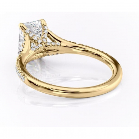 Inel de logodnă Skye din aur Galben 18kt cu moissanite tăietură smarald – Montură pavé rafinată pentru profil înalt | Personalizează și configurează gratuit online [3]