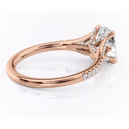 Inel de logodnă Skye din aur Rose 14kt cu moissanite tăietură asscher – Montură pavé rafinată pentru profil înalt | Personalizează și configurează gratuit online [2]