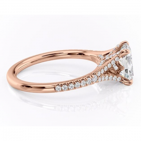 Inel de logodnă Skye din aur Rose 14kt cu moissanite tăietură asscher – Montură pavé rafinată pentru profil înalt | Personalizează și configurează gratuit online [1]