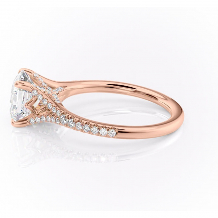 Inel de logodnă Skye din aur Rose 14kt cu moissanite tăietură asscher – Montură pavé rafinată pentru profil înalt | Personalizează și configurează gratuit online [5]