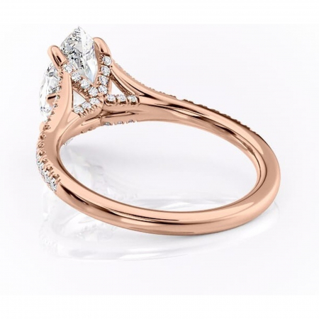 Inel de logodnă Skye din aur Rose 14kt cu moissanite tăietură marquise – Montură pavé rafinată pentru profil înalt | Personalizează și configurează gratuit online [3]