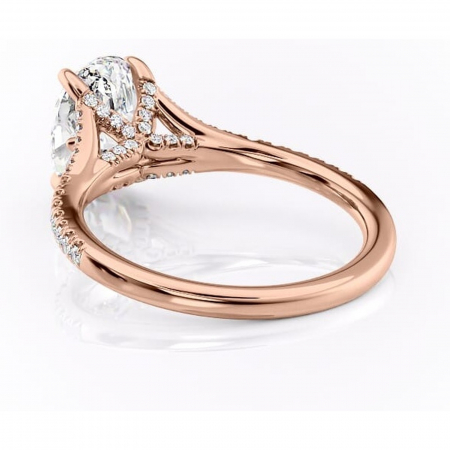 Inel de logodnă Skye din aur Rose 14kt cu moissanite tăietură ovală – Montură pavé rafinată pentru profil înalt | Personalizează și configurează gratuit online [3]