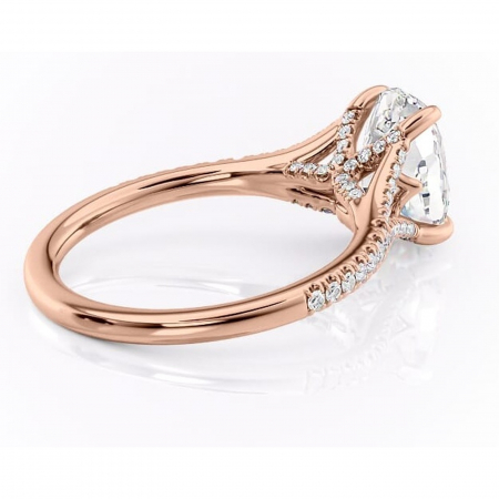 Inel de logodnă Skye din aur Rose 14kt cu moissanite tăietură ovală – Montură pavé rafinată pentru profil înalt | Personalizează și configurează gratuit online [2]