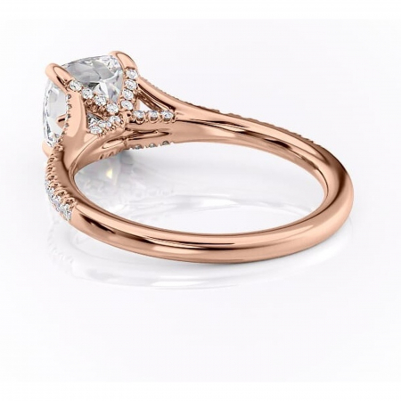 Inel de logodnă Skye din aur Rose 14kt cu moissanite tăietură pernă – Montură pavé rafinată pentru profil înalt | Personalizează și configurează gratuit online [3]