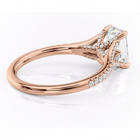 Inel de logodnă Skye din aur Rose 14kt cu moissanite tăietură radiantă – Montură pavé rafinată pentru profil înalt | Personalizează și configurează gratuit online [2]