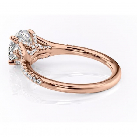 Inel de logodnă Skye din aur Rose 14kt cu moissanite tăietură rotundă – Montură pavé rafinată pentru profil înalt | Personalizează și configurează gratuit online [4]