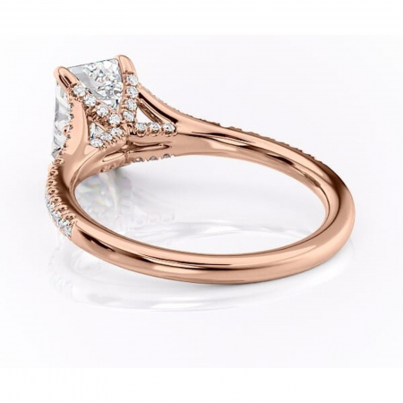 Inel de logodnă Skye din aur Rose 14kt cu moissanite tăietură smarald – Montură pavé rafinată pentru profil înalt | Personalizează și configurează gratuit online [3]