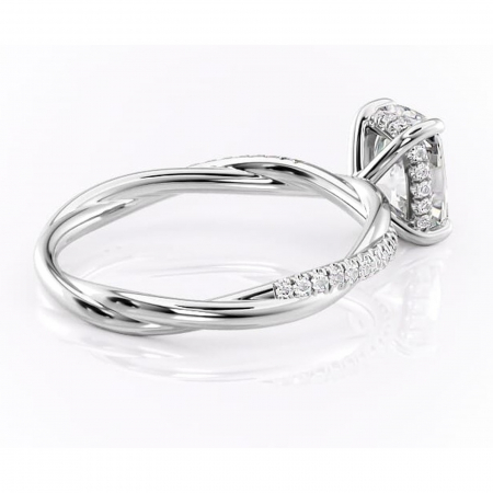 Inel de logodnă Sorrel din aur Alb 14kt cu moissanite tăietură pernă – Montură pavé rafinată pentru profil înalt | Personalizează și configurează gratuit online [2]