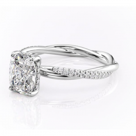 Inel de logodnă Sorrel din aur Alb 14kt cu moissanite tăietură pernă – Montură pavé rafinată pentru profil înalt | Personalizează și configurează gratuit online [6]