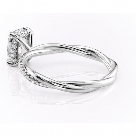 Inel de logodnă Sorrel din aur Alb 14kt cu moissanite tăietură pernă – Montură pavé rafinată pentru profil înalt | Personalizează și configurează gratuit online [4]