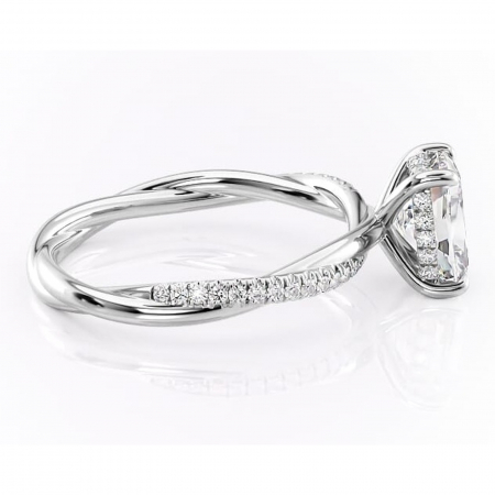 Inel de logodnă Sorrel din aur Alb 14kt cu moissanite tăietură pernă – Montură pavé rafinată pentru profil înalt | Personalizează și configurează gratuit online [1]