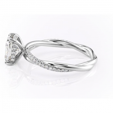 Inel de logodnă Sorrel din aur Alb 14kt cu moissanite tăietură pernă – Montură pavé rafinată pentru profil înalt | Personalizează și configurează gratuit online [5]