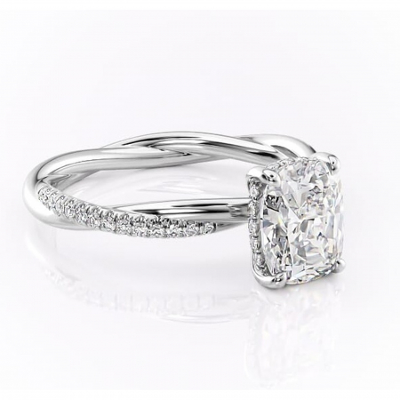 Alege forma Moissanit - Inel de logodnă Sorrel din aur Alb 14kt cu moissanite tăietură pernă – Montură pavé rafinată pentru profil înalt | Personalizează și configurează gratuit online