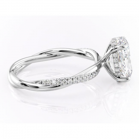 Inel de logodnă Sorrel din aur Alb 14kt cu moissanite tăietură ovală – Montură pavé rafinată pentru profil înalt | Personalizează și configurează gratuit online [1]