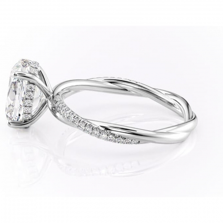 Inel de logodnă Sorrel din aur Alb 14kt cu moissanite tăietură ovală – Montură pavé rafinată pentru profil înalt | Personalizează și configurează gratuit online [5]