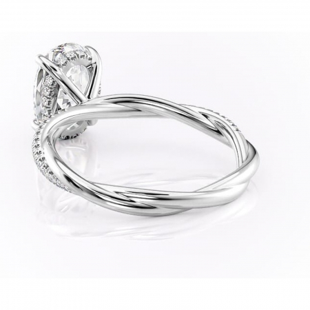 Inel de logodnă Sorrel din aur Alb 14kt cu moissanite tăietură ovală – Montură pavé rafinată pentru profil înalt | Personalizează și configurează gratuit online [3]