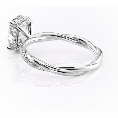 Inel de logodnă Sorrel din aur Alb 14kt cu moissanite tăietură ovală – Montură pavé rafinată pentru profil înalt | Personalizează și configurează gratuit online [4]