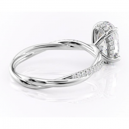 Inel de logodnă Sorrel din aur Alb 14kt cu moissanite tăietură ovală – Montură pavé rafinată pentru profil înalt | Personalizează și configurează gratuit online [2]