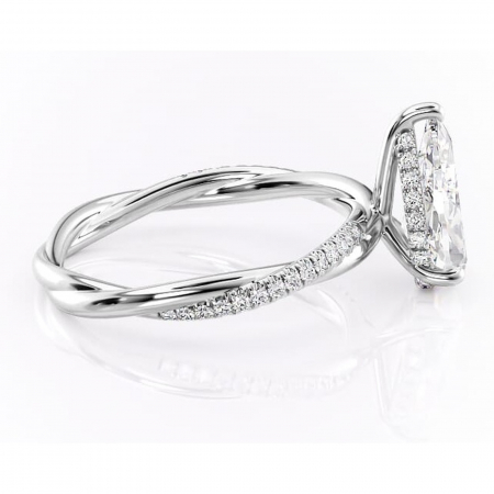 Inel de logodnă Sorrel din aur Alb 18kt cu moissanite tăietură pară – Montură pavé rafinată pentru profil înalt | Personalizează și configurează gratuit online [1]