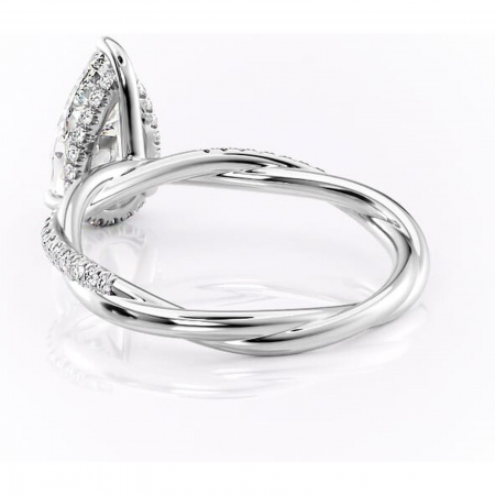 Inel de logodnă Sorrel din aur Alb 18kt cu moissanite tăietură pară – Montură pavé rafinată pentru profil înalt | Personalizează și configurează gratuit online [3]