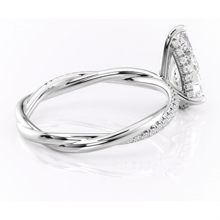 Inel de logodnă Sorrel din aur Alb 18kt cu moissanite tăietură pară – Montură pavé rafinată pentru profil înalt | Personalizează și configurează gratuit online [2]