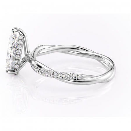 Inel de logodnă Sorrel din aur Alb 18kt cu moissanite tăietură pară – Montură pavé rafinată pentru profil înalt | Personalizează și configurează gratuit online [5]