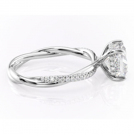 Inel de logodnă Sorrel din aur Alb 18kt cu moissanite tăietură pernă – Montură pavé rafinată pentru profil înalt | Personalizează și configurează gratuit online [1]