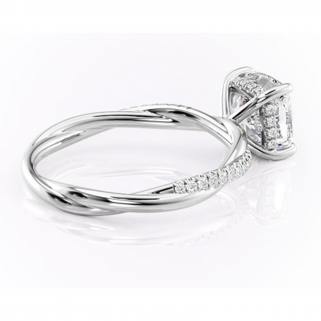 Inel de logodnă Sorrel din aur Alb 18kt cu moissanite tăietură pernă – Montură pavé rafinată pentru profil înalt | Personalizează și configurează gratuit online [2]