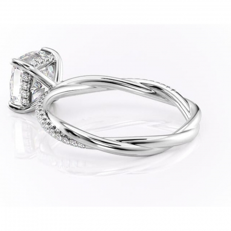 Inel de logodnă Sorrel din aur Alb 18kt cu moissanite tăietură pernă – Montură pavé rafinată pentru profil înalt | Personalizează și configurează gratuit online [4]