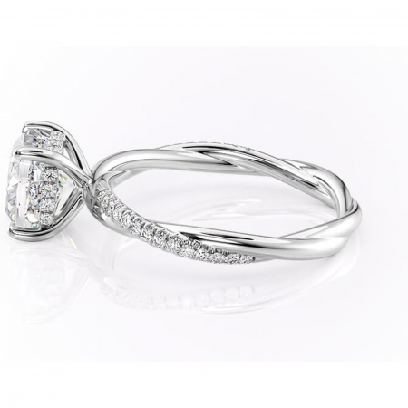 Inel de logodnă Sorrel din aur Alb 18kt cu moissanite tăietură pernă – Montură pavé rafinată pentru profil înalt | Personalizează și configurează gratuit online [5]