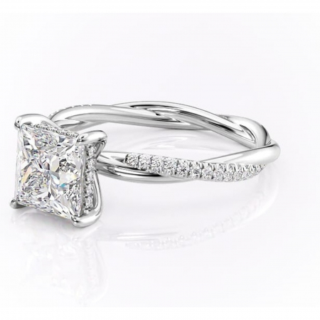 Inel de logodnă Sorrel din aur Alb 14kt cu moissanite tăietură princess – Montură pavé rafinată pentru profil înalt | Personalizează și configurează gratuit online [6]