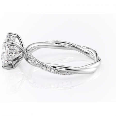 Inel de logodnă Sorrel din aur Alb 14kt cu moissanite tăietură princess – Montură pavé rafinată pentru profil înalt | Personalizează și configurează gratuit online [5]