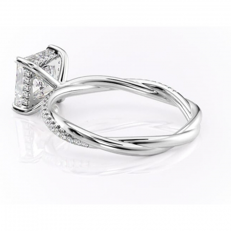Inel de logodnă Sorrel din aur Alb 14kt cu moissanite tăietură princess – Montură pavé rafinată pentru profil înalt | Personalizează și configurează gratuit online [4]